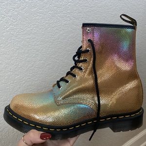 Dr. Martens Sand Rainbow Leather 8-eye Boots NWOT